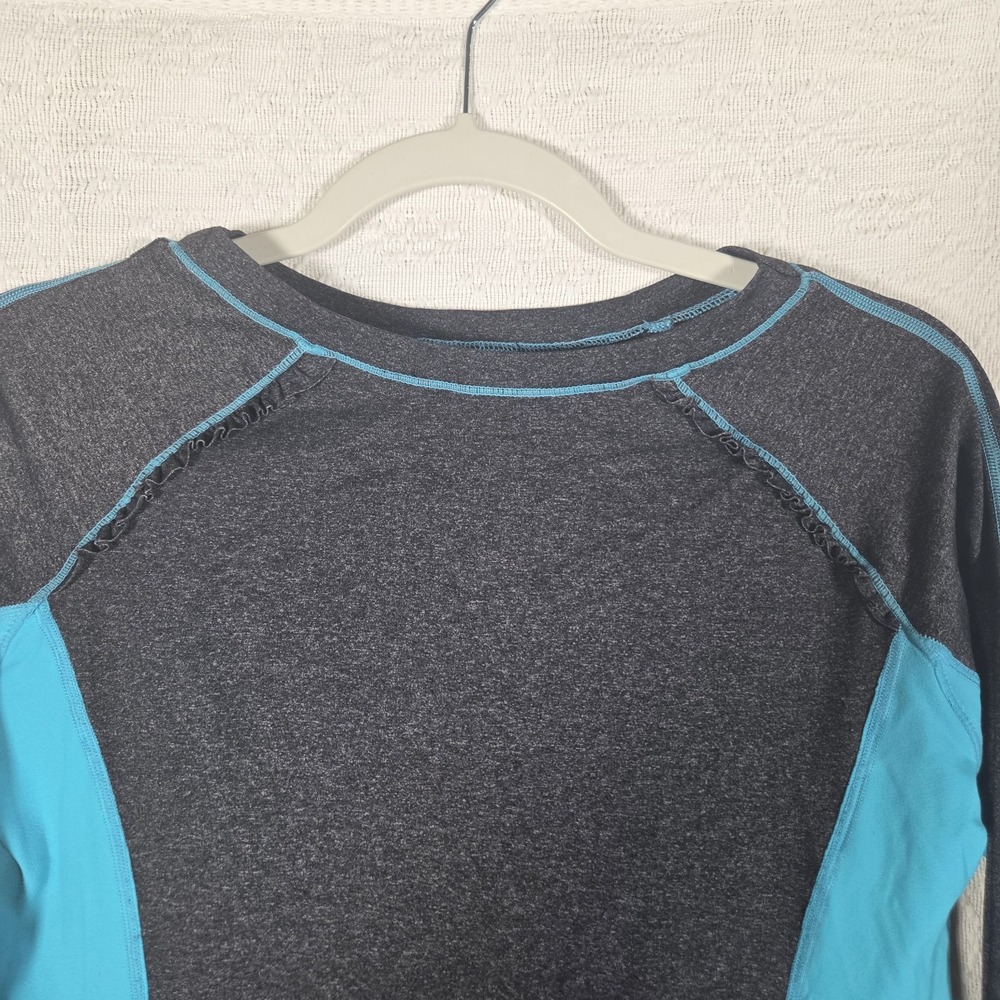 Lululemon Long Sleeve Athletic Top Womens S Gray Blue Thumbholes Running Workout - Picture 2 of 8